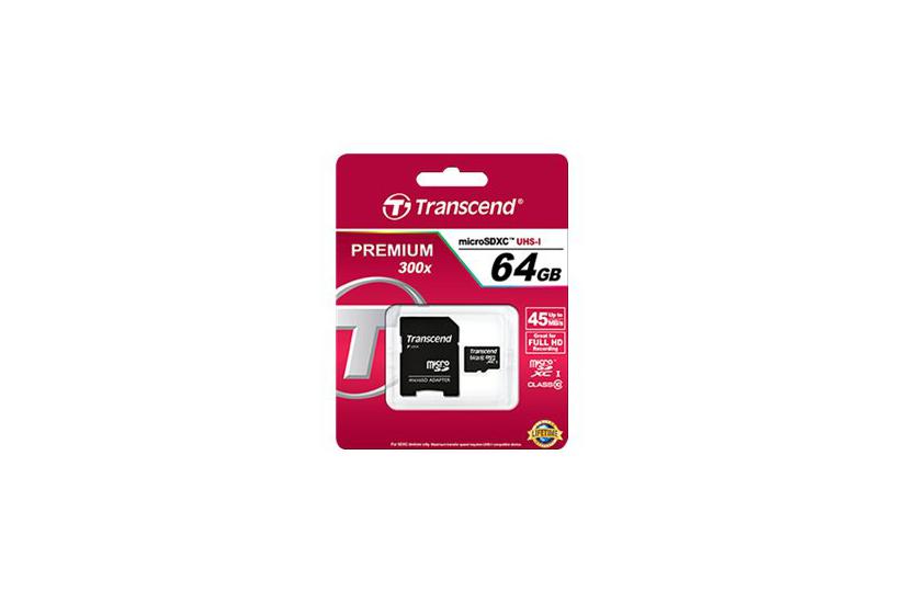 Transcend Premium - flashhukommelseskort - 64 GB - microSDXC UHS-I IT og elektronik > Hardware > Lagring og backup > Flash Hukommelse > Flash Kort > Micro-SD Kort