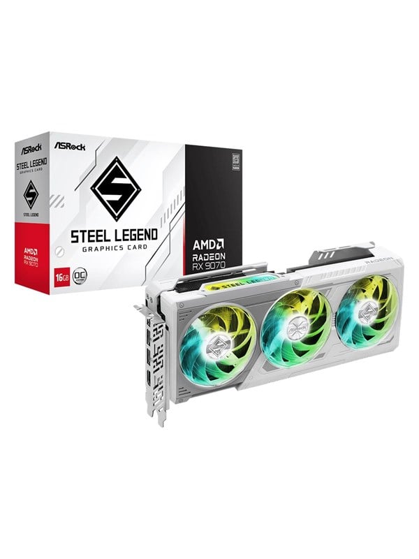 ASRock Radeon RX 9070 Steel Legend - 16GB GDDR6 RAM - Grafikkort Grafikkort