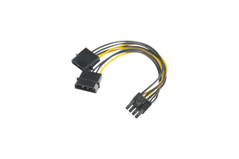 Akasa - strømforsyningsadapter - 4-PIN intern strøm til 8 pin PCIe-strøm (6+2) - 15 cm IT og elektronik > Hardware > Kabler > Strømkabler