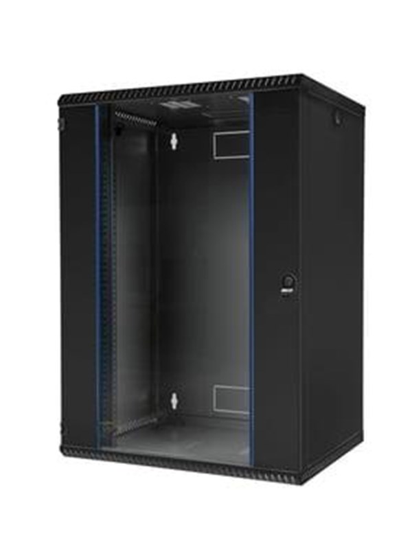 BKT ELEKTRONIK Vægrack 600x500x730 15u glasdør sort Rack skabe