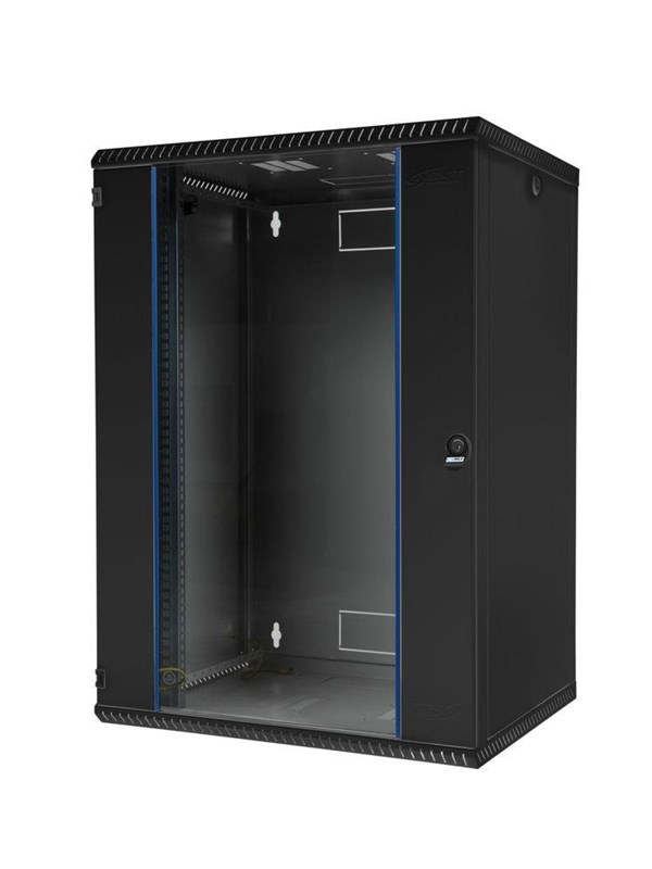BKT ELEKTRONIK Vægrack 600x600x730 15U glasdør sort Rack skabe