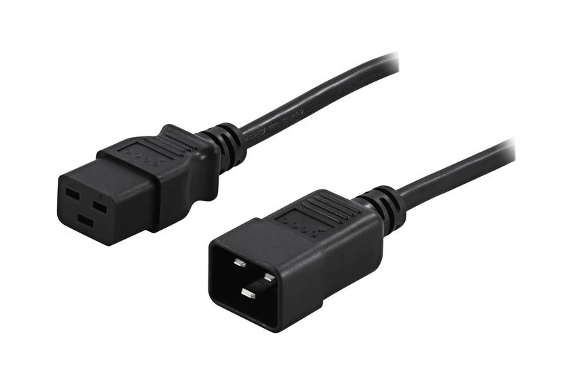 DELTACO - forlængerkabel til strøm - IEC 60320 C19 til IEC 60320 C20 - 1 m IT og elektronik > Hardware > Kabler > Strømkabler