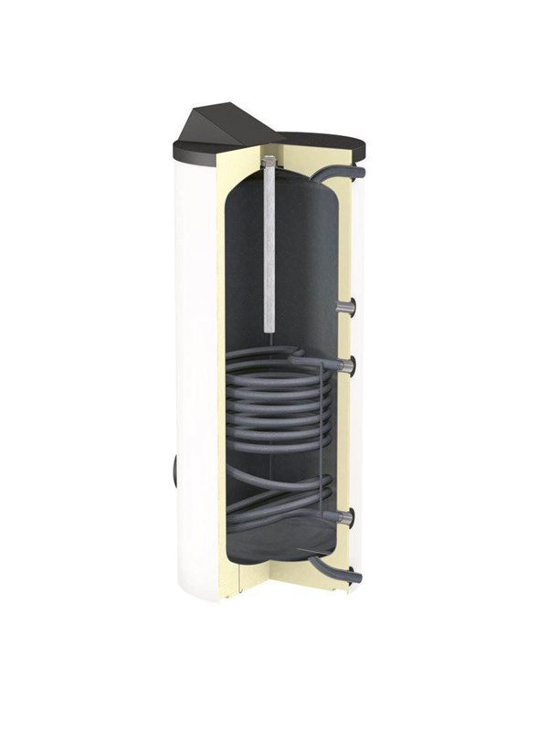 Flamco duo hls 400l varmtvandsbeholder med isolering hvid Varmtvandsbeholdere