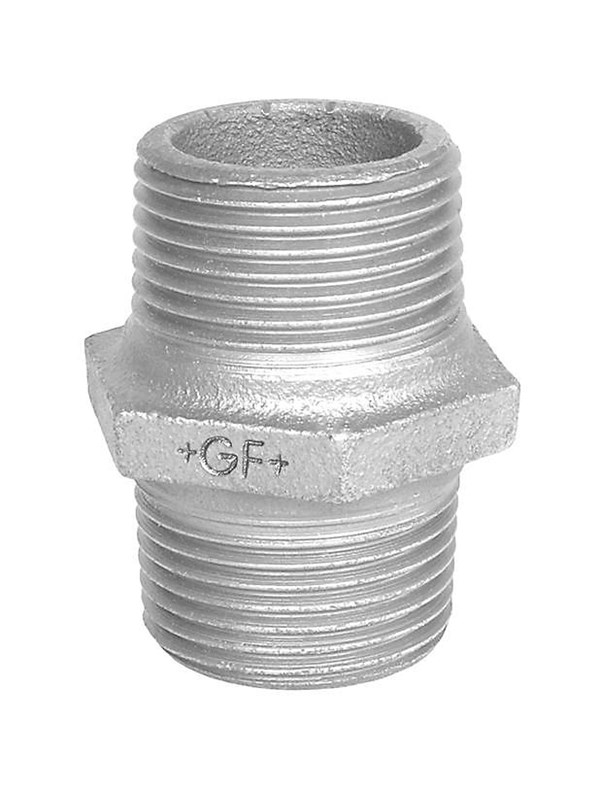 +GF+ brystnippel galvaniseret 4&apos;&apos; Gevindfittings