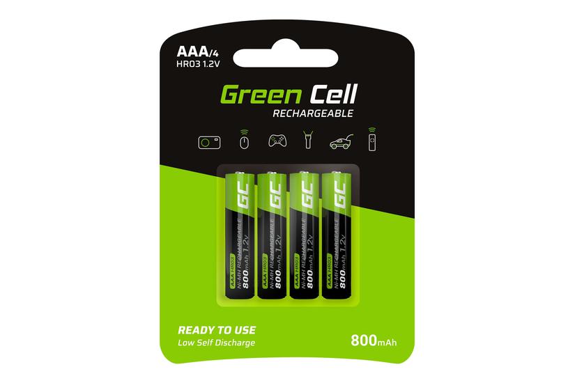Green Cell Rechargeable batteri - 4 x AAA - NiMH IT og elektronik > Hardware > Strømforsyninger > Strømadaptere og opladere