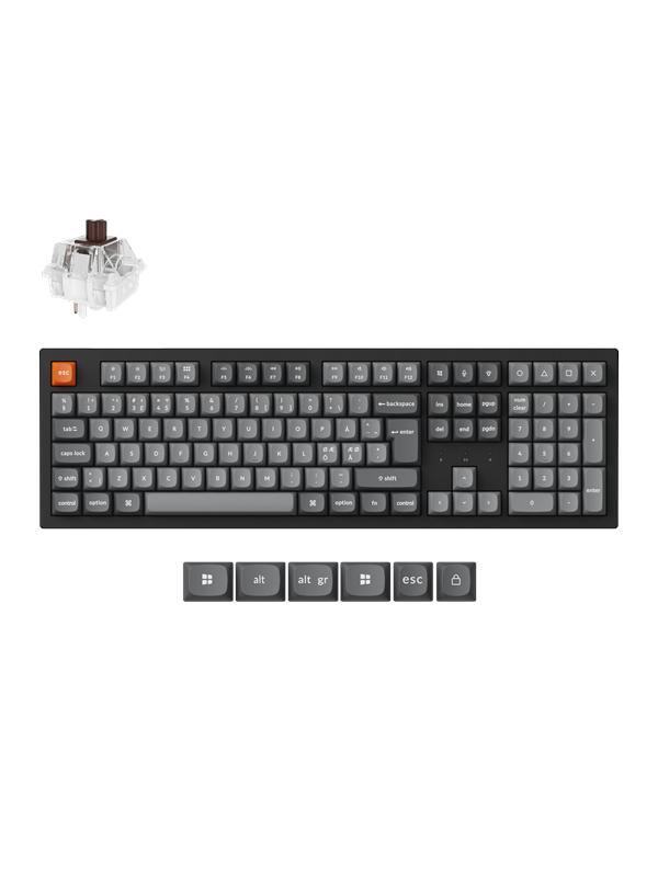 Keychron K10 MAX QMK/VIA Wireless Tri-Mode - Super Brown - Gaming Tastatur - Nordisk - Sort Tastatur