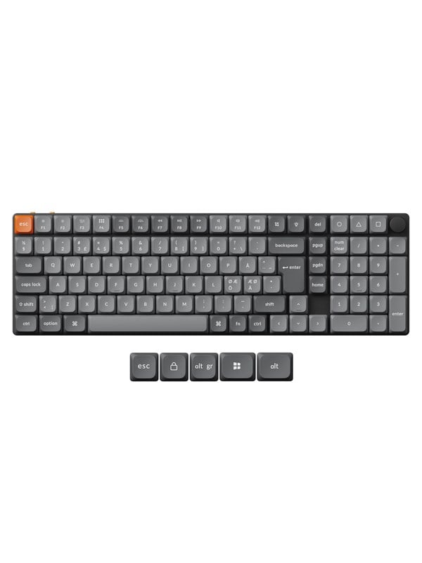 Keychron K17 MAX Wireless Tri-Mode Hot Swap QMK/VIA Gateron Low Profile Red - Gaming Tastatur - Nordisk - Sort Tastatur