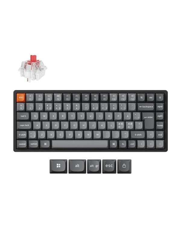Keychron K2 MAX QMK/VIA Wireless Tri-Mode - Super Red - Gaming Tastatur - Uden Numpad - Nordisk - Sort Tastatur