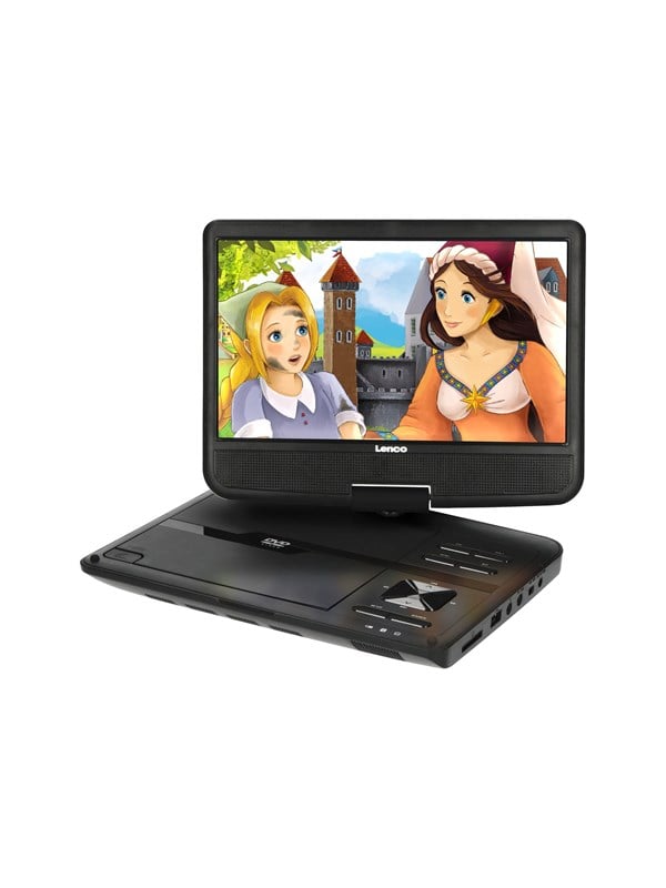 Lenco DVP-1010BK - Portable 10" DVD-Player with USB - Headphone-suspension bracket - Black Blu Ray DVD afspiller