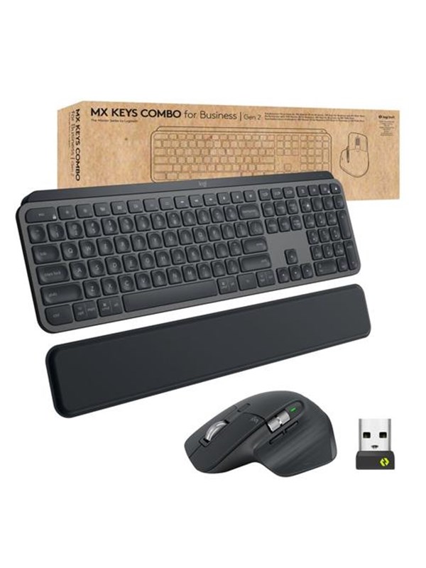 Logitech MX Keys Combo for Business - Tastatur & Mus sæt - Fransk - Sort Tastatur