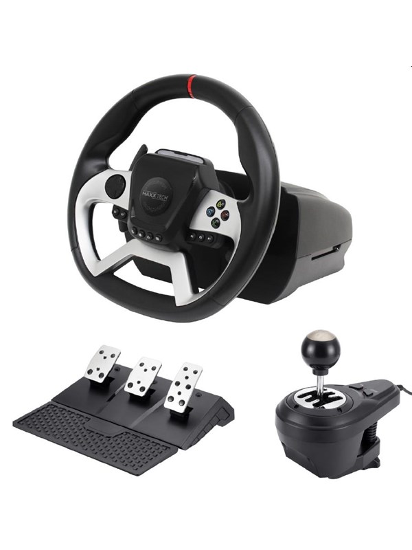 MAXX TECH PRO FF RACING WHEEL KIT (WHEEL 3-PEDAL SET & SHIFTER) - Wired Wheel