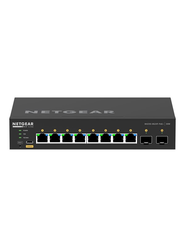 Netgear AV Line M4250-8G2XF-PoE+ (GSM4210PX) 8x1G PoE+ 220W and 2xSFP+ Managed Switch Switch