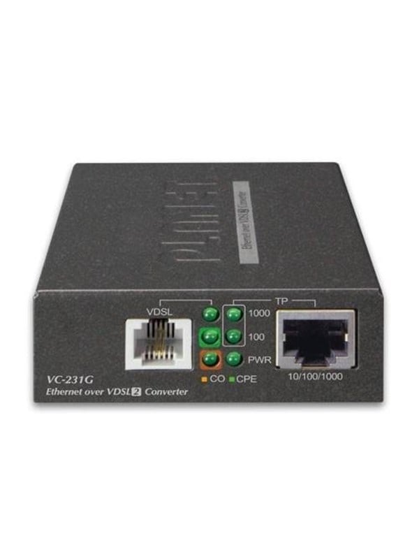 PLANET 1-Port 10/100/1000T Ethernet to VDSL2 Converter -30a profile w/ G.vectoring RJ11 Repeater Transceiver