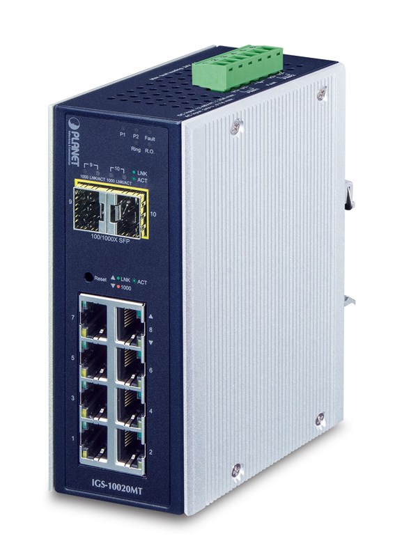 PLANET IGS-10020MT Industrial 8-port 10/100/1000T + 2-port 1G/2.5G SFP Managed Gigabit Switch Switch