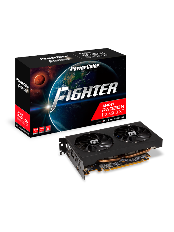 PowerColor Radeon RX 6500 XT Fighter - 4GB GDDR6 RAM - Grafikkort Grafikkort