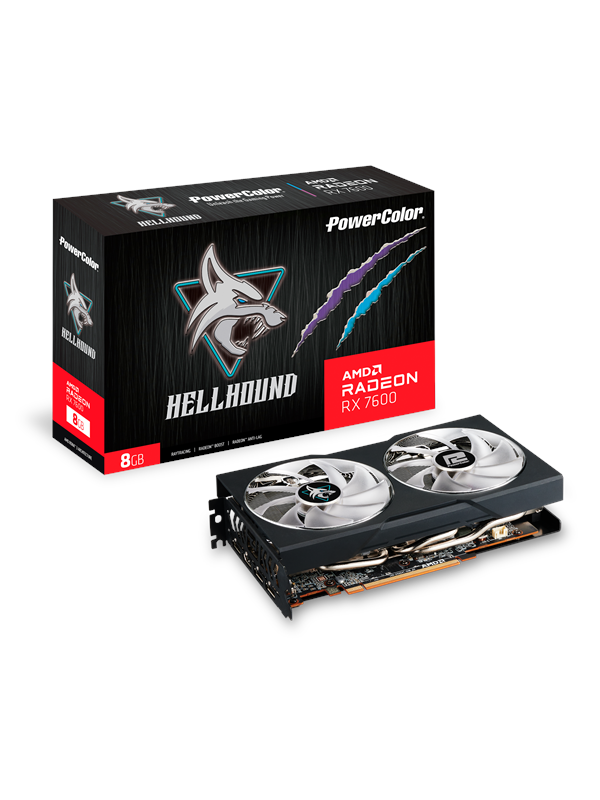 PowerColor Radeon RX 7600 Hellhound - 8GB GDDR6 RAM - Grafikkort Grafikkort