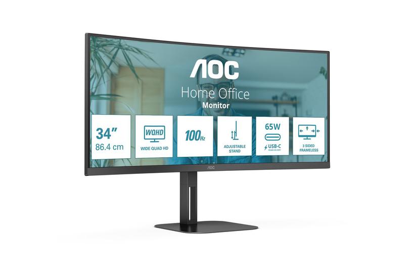AOC Value-line CU34V5C/BK skærm - WLED - 34" - AMD FreeSync - VA - 4ms
