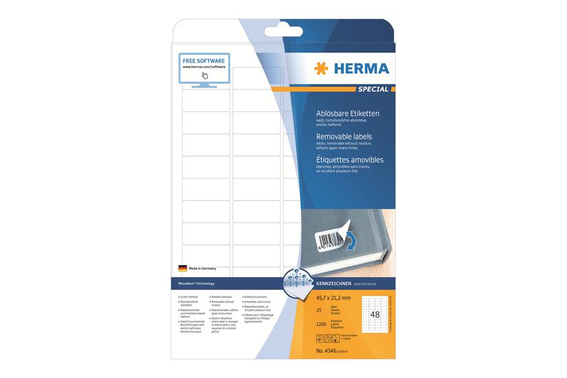 HERMA Special - etiketter - mat - 1200 etikette(r) - 45.7 x 21.2 mm IT og elektronik > Scan/Print > Papir til print > Labels/etiketter