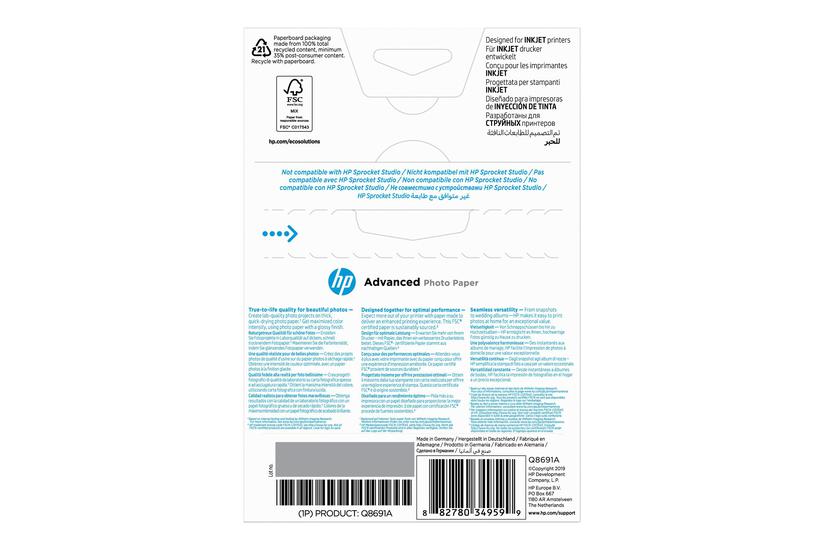 HP Advanced Glossy Photo Paper - fotopapir - skinnende - 25 ark - 100 x 150 mm - 250 gsm IT og elektronik > Scan/Print > Papir til print