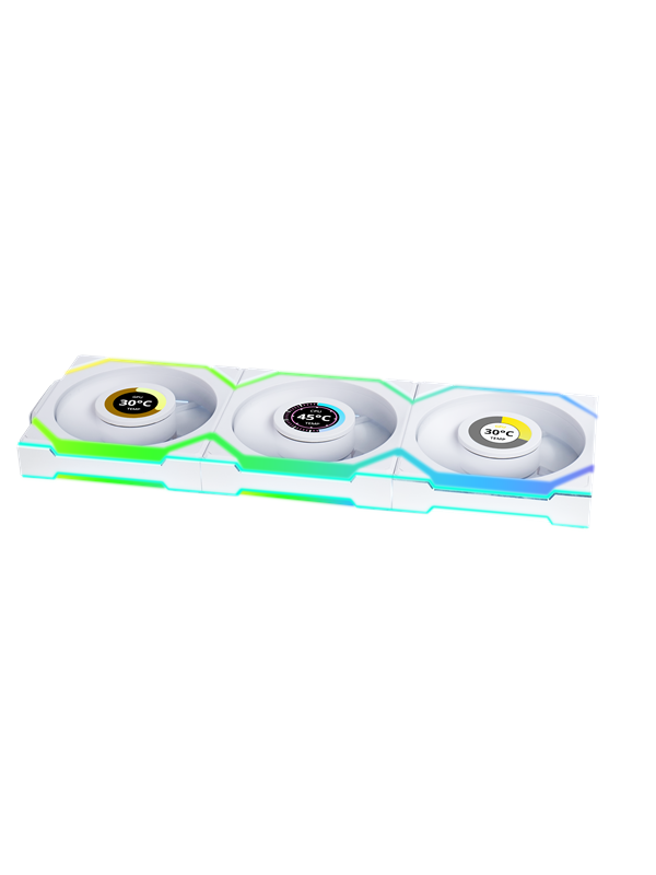 Lian Li UNI FAN SL Wireless LCD (3-pack) White - Kabinet køler - 120mm - Hvid - 29 dBA Kabinet Koeler