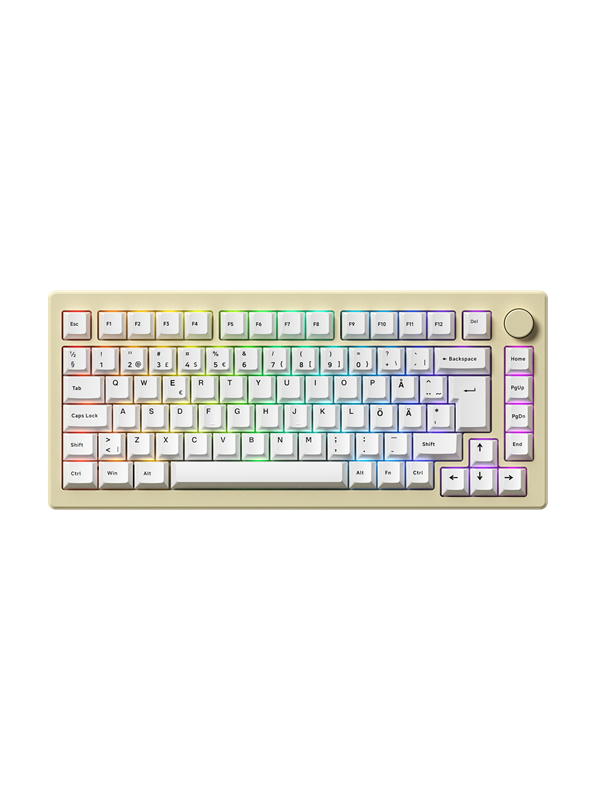 Akkogear MOD 007B HE Cream White - Gaming Tastatur - Uden Numpad - Universal - Hvid Tastatur