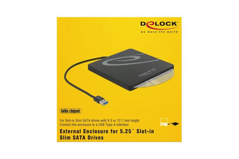 Delock 5.25" External Enclosure Slot-in Slim SATA > USB 3.0 - lagringspakning - SATA - USB 3.0 IT og elektronik > Hardware > Lagring og backup > Harddisk Kabinet
