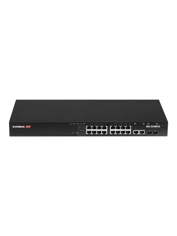 Edimax Pro IGS-5218PLC - switch - industrial Surveillance VLAN PoE+ Web Smart - 18 ports - smart - rack-mountable Switch