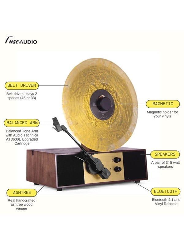 Fuse Audio REC - Audio Technica pick-up - Pladespiller Brun Pladespiller
