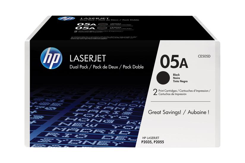 HP 05A - 2 pakker - sort - original - LaserJet - tonerpatron (CE505D) IT og elektronik > Scan/Print > Blæk og toner > Toner og toneropsamlere
