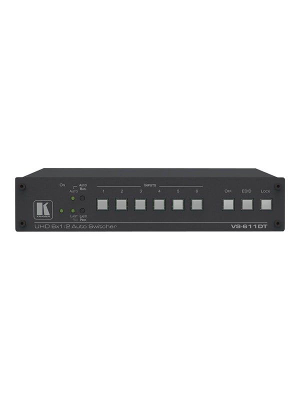 Kramer Electronics Kramer VS-611DT 6x1:2 4K60 4:2:0 HDMI/HDBaseT Extended Reach PoE Auto Switcher Skaerm Lyd switch
