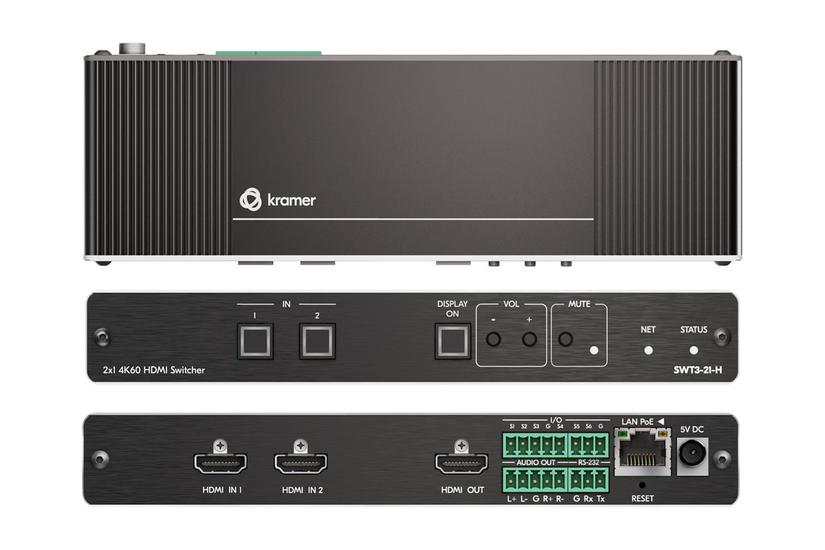 Kramer SWT3-21-H - video-/audioswitch - 2 porte - monterbar på stativ IT og elektronik > TV/Hi-Fi > Tilbehør til TV og Hi-Fi > Audio- og videoswitche