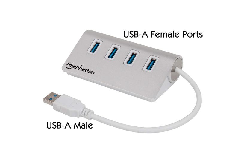 Manhattan 163767 interface hub USB 3.2 Gen 1 (3.1 Gen 1) Type-A 5000 Mbit/s Aluminium