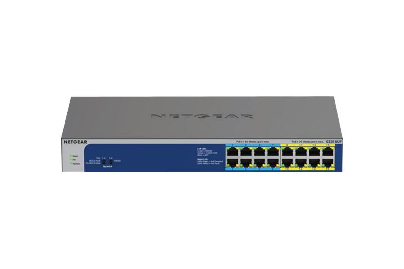 NETGEAR GS516UP - switch - 16 porte - ikke administreret - monterbar på stativ IT og elektronik > Netværk > Hubs og switches