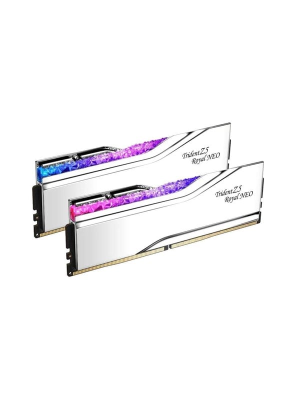G.Skill Trident Z5 Royal Neo RGB DDR5-6000 - 64GB - CL30 - Dual Channel (2 pcs) - AMD EXPO - Sølv med RGB RAM