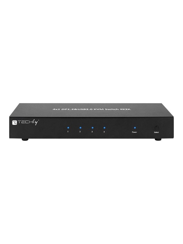IC INTRACOM techly 4 Port DisplayPort 1.2 KVM Switch with Hub and audio KVM switch