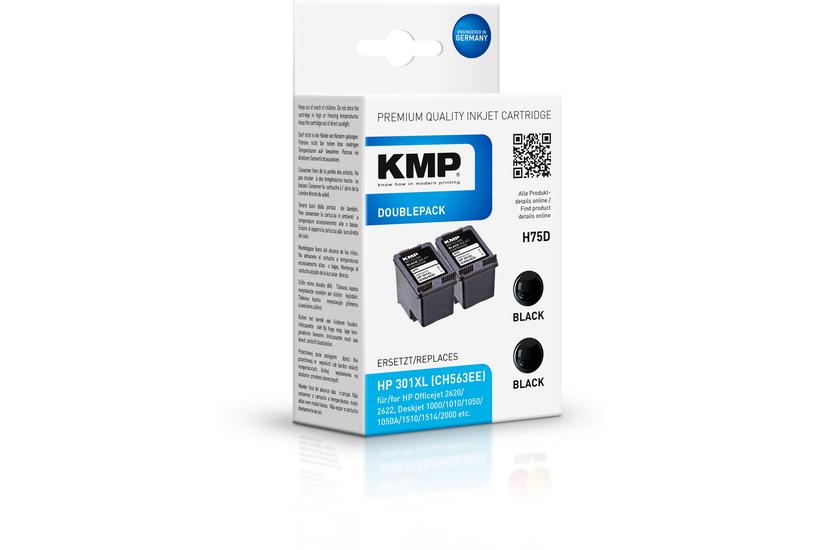 KMP DOUBLEPACK H75D - 2 pakker - XL - sort - kompatibel - blækpatron (alternativ til: HP 301XL