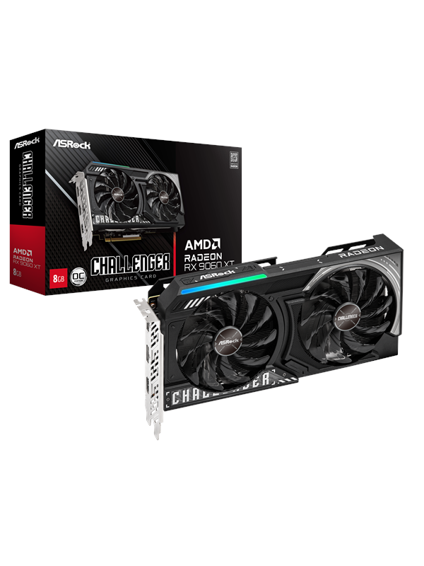 ASRock Radeon RX 9060 XT Challenger - 8GB GDDR6 RAM - Grafikkort Grafikkort