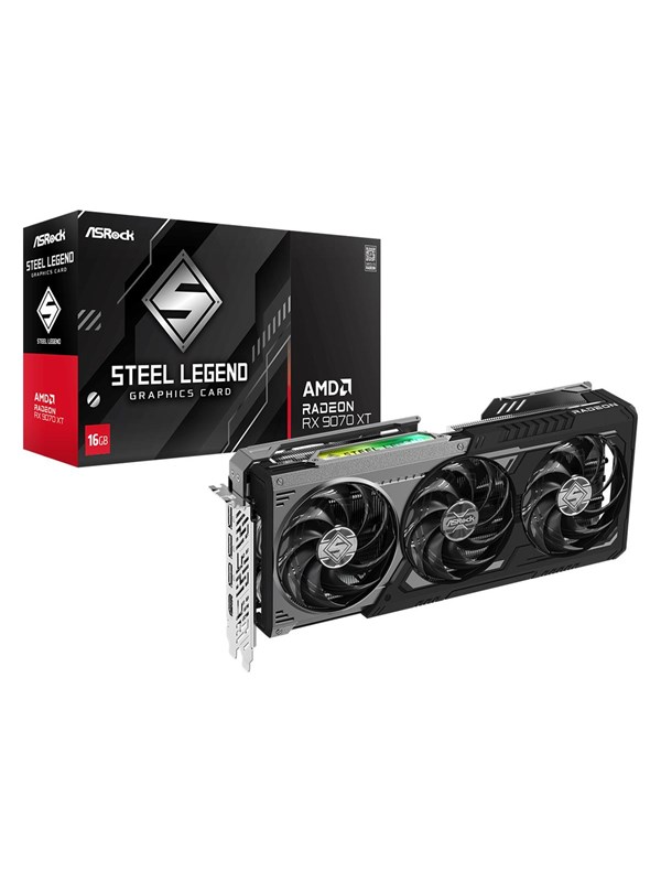 ASRock Radeon RX 9070 XT Steel Legend Dark - 16GB GDDR6 RAM - Grafikkort Grafikkort