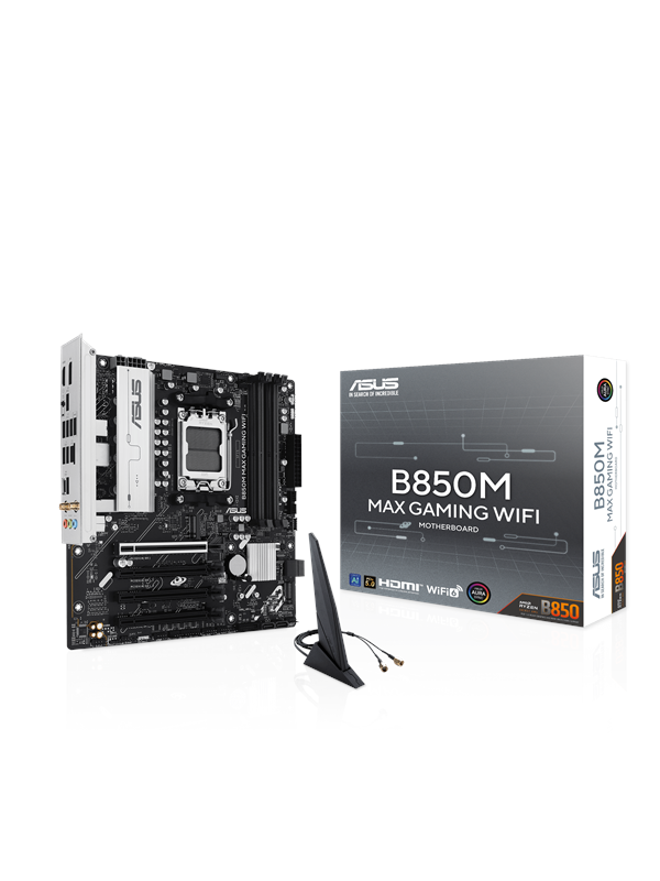ASUS B850M MAX GAMING WIFI Bundkort - AMD B850 - AMD AM5 socket - DDR5 RAM - Micro-ATX Bundkort