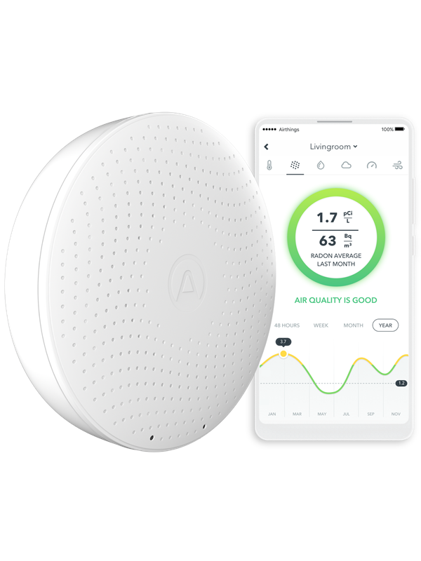 Airthings Wave Plus - Smart Luftkvalitetsmåler med Radonmåler Smart Home