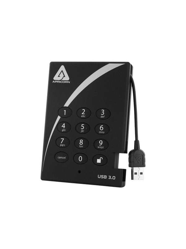 Apricorn Aegis Padlock 3.0 - 2TB - Ekstern Harddisk - Sort Harddisk Ekstern