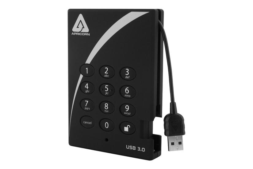 Apricorn Aegis Padlock 3.0 A25-3PL256-2000 - 2 TB - Ekstern HDD - 5400 rpm - USB 3.0 - 9 pin USB Type A IT og elektronik > Hardware > Harddiske og SSD'er > Eksterne Harddiske