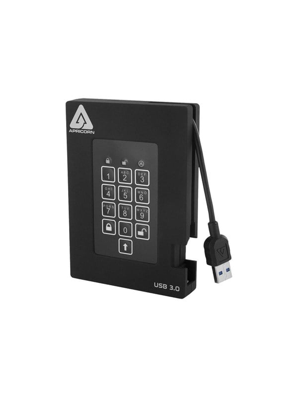Apricorn Aegis Padlock Fortress - 1TB - Ekstern Harddisk - Sort Harddisk Ekstern
