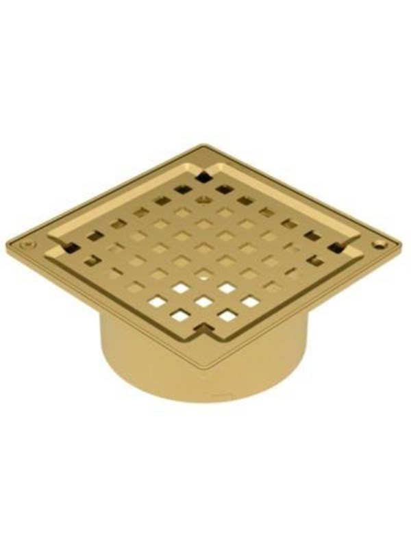 Blücher Square overdel med rist 145x145mm. Til beton og fliser. Messing. Rustfrit stål Afloeb