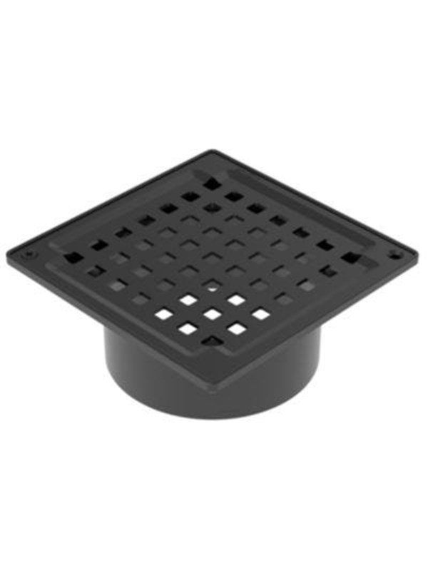 Blücher Square overdel med rist 145x145mm. Til beton og fliser. Sort. Rustfrit stål Afloeb