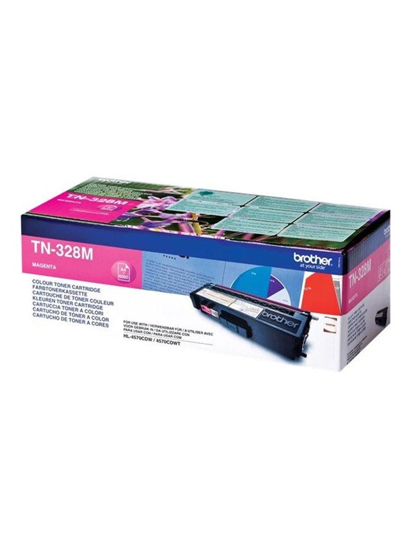 Brother TN328M / TN 328M High Capacity Magenta Toner - Lasertoner Magenta Blaek Toner Forbrugsstoffer