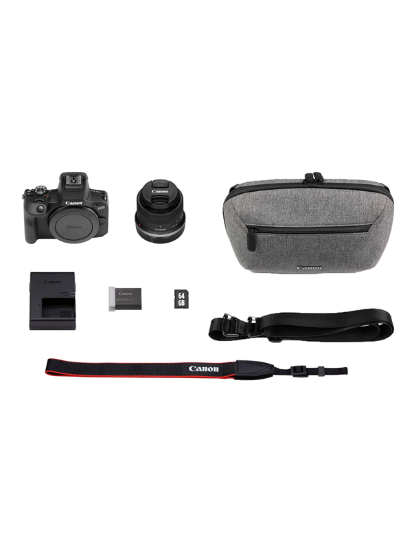 Canon EOS R100 + RF-S 18-45mm IS STM Travel Kit (Shoulder Bag + 64GB SD Card) Kamera