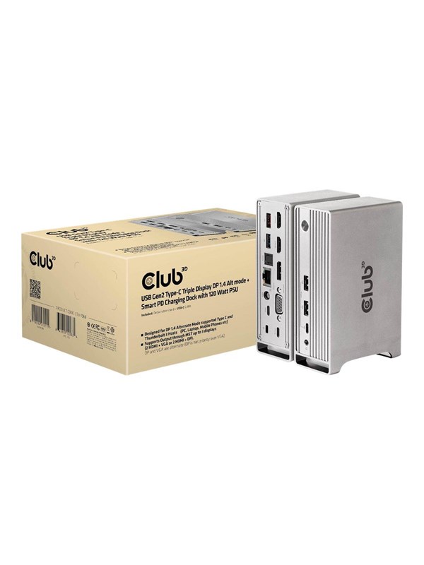 Club 3D - docking station - USB-C - VGA 2 x HDMI DP - GigE Dockingstation