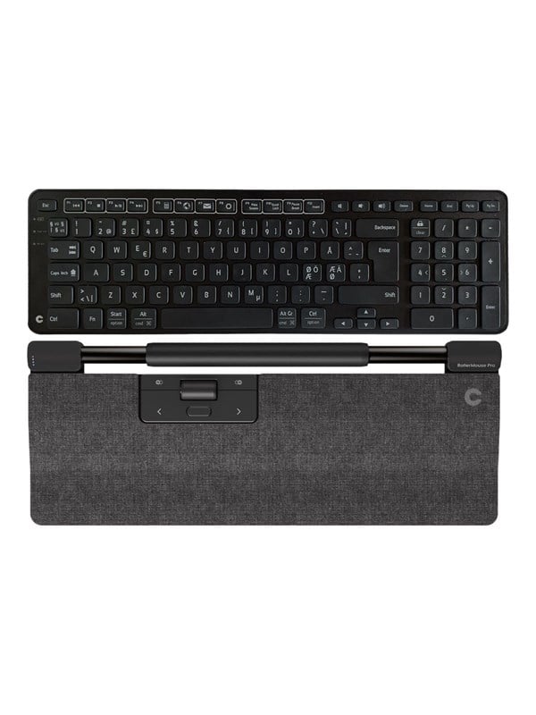 Contour RollerMouse Pro Regular Dark Grey + Balance Keyboard BK - Wireless - Pan Nordic Version - Keyboard and rollerbar set - Nordisk - Grå Tastatur
