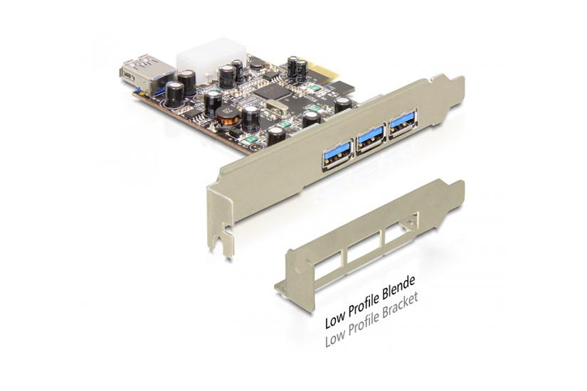 Delock PCI Express Card > 3 x extern + 1 x intern USB 3.0 - USB-adapter - PCIe - 4 porte IT og elektronik > Hardware > Controllerkort m.m.